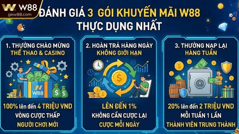 Đánh Giá 3 Gói Khuyến Mãi W88 Thực Dụng Nhất