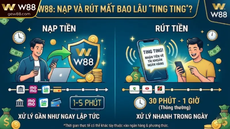 Nạp và rút tiền tại W88 mất bao lâu?